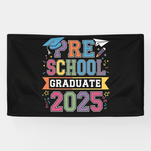 Afsoluterende kleuter 2025 Afstuderen Pre-K-school Spandoek (Horizontaal)