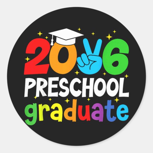 Afsoluterende kleuter 2026 grappige school ronde sticker (Voorkant)