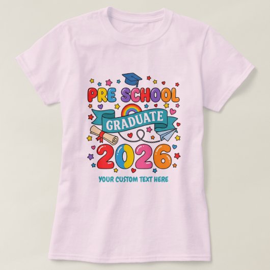 Afsoluterende kleuterschool 2026 aangepaste tekst t-shirt (Design voorkant)