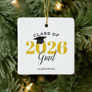 Afsoluterende van de klas van 2026 Modern Goud en  Keramisch Ornament