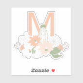 Afspeelbaar Cacti Peach Green Floral Monogram afdr Sticker (Vel)