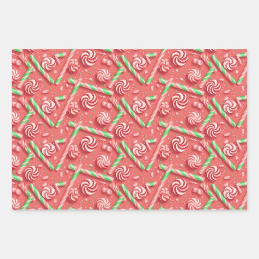 Afspeelbaar kleurenroze en groen Snoep ontwerp Inpakpapier Vel (Voorkant)