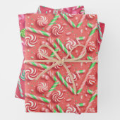 Afspeelbaar kleurenroze en groen Snoep ontwerp Inpakpapier Vel (In situ)