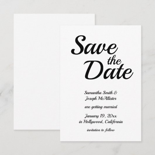 Afspeelbaar modern lettertype zwart-wit kaart (Voorkant / Achterkant)