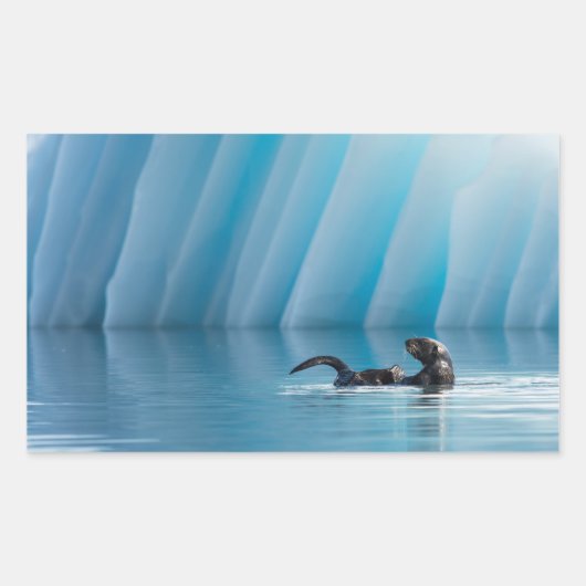 Afspeelbaar Zee Otter Rechthoekige Sticker (Voorkant)