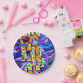 Afspeelbare Abstracte geometrische Waterverf Papieren Bordje (Feest)