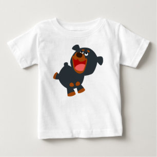 Afspeelbare Cartoon Baby Rottweiler Baby T-Shirt
