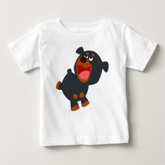 Afspeelbare Cartoon Baby Rottweiler Baby T-Shirt (Voorkant)