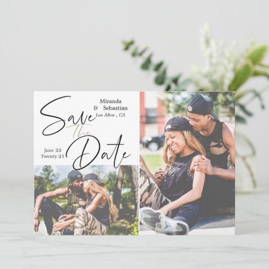 Afspeelbare Casual handgeschreven Typografie 2 Fot Save The Date (Staand voorkant)