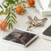 Afspeelbare DaveLarge (5,1 cm) Premium Square Key Sleutelhanger (Zijkant)