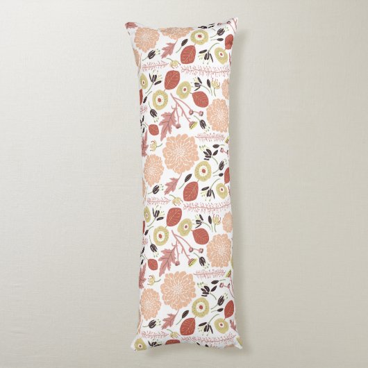 Afspeelbare Floral Mix Peach Green Lichaamskussen (Achterkant (Verticaal))