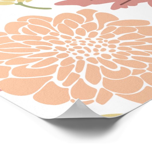 Afspeelbare Floral Mix Peach Green Whimsical Flowe Poster (Hoek)