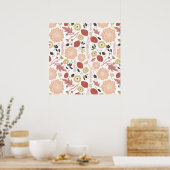 Afspeelbare Floral Mix Peach Green Whimsical Flowe Poster (Keuken)