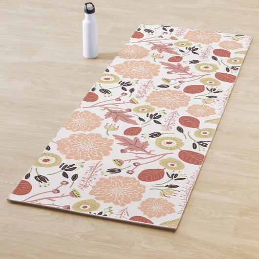 Afspeelbare Floral Mix Peach Green Whimsical Flowe Yogamat (In situ)
