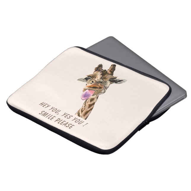 Afspeelbare Giraffe Tongue Out-laptophoes Laptop Sleeve (Voorkant top)