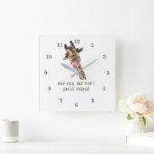Afspeelbare Giraffe Tongue Out Wall Clock Custom T Vierkante Klok (Huis)