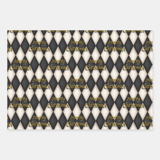 Afspeelbare Harlequin Floating Text Kerstmis Inpakpapier Vel (Voorkant 3)