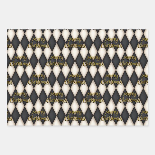 Afspeelbare Harlequin Floating Text Kerstmis Inpakpapier Vel (Voorkant 2)