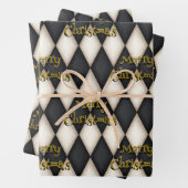 Afspeelbare Harlequin Floating Text Kerstmis Inpakpapier Vel (In situ)