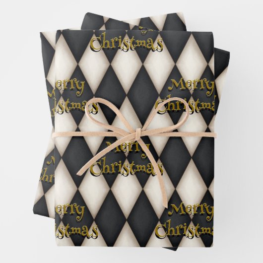 Afspeelbare Harlequin Floating Text Kerstmis Inpakpapier Vel (In situ)