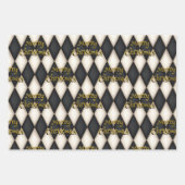 Afspeelbare Harlequin Floating Text Kerstmis Inpakpapier Vel (Voorkant)