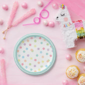 Afspeelbare pastel poka dot papieren bordje (Feest)