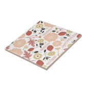 Afspeelbare perzikgroene geïllustreerde bloemen bl tegeltje (Zijkant)