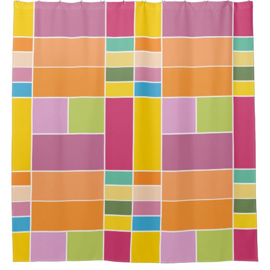Afspeelbare Springtime Geometrische blokken Showgo Douchegordijn (Voorkant)