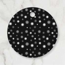 Afspeelbare zwarte zwart-chromatische sneeuwvlokke bedankjes labels