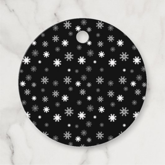Afspeelbare zwarte zwart-chromatische sneeuwvlokke bedankjes labels (Voorkant)