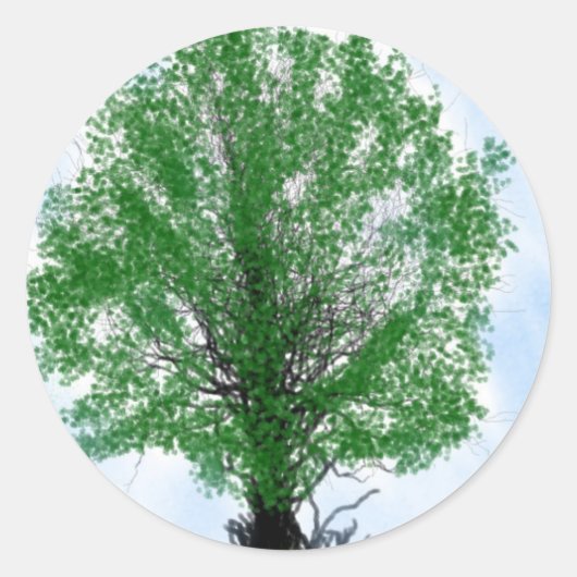 Afspeelboomblauwe tekencomputer grafisch ronde sticker (Voorkant)