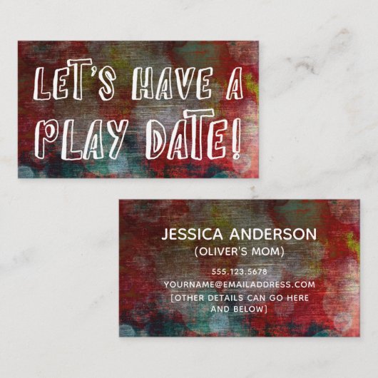 Afspeeldatum Kaart rode lettertype Contactkaartje (Voorkant / Achterkant)