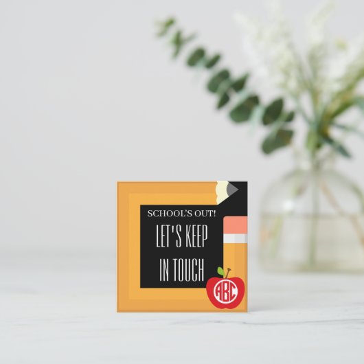 Afspeeldatum school uit vierkante visitekaartje (Staand voorkant)