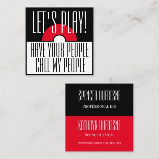 Afspeeldatum van Fun Child Vierkante Visitekaartje (Voorkant / Achterkant)