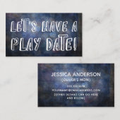 Afspeeldatum voor Dark Blue Grunge Mammie Play Dat Contactkaartje (Voorkant / Achterkant)