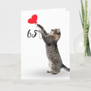 afspeelde kat voor 65ste verjaardag kaart