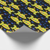 Afspeelgele onderzeeërs zwart cadeaupapier (Hoek)