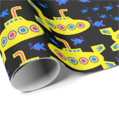 Afspeelgele onderzeeërs zwart cadeaupapier (Rol Hoek)