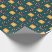 Afspeelgeometriepatroon op blauwe achtergrond cadeaupapier (Hoek)