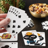 Afspeelkaart zwarte kat visgraten pokerkaarten (Insitu)