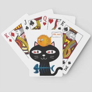 Afspeelkaart zwarte kat visgraten pokerkaarten
