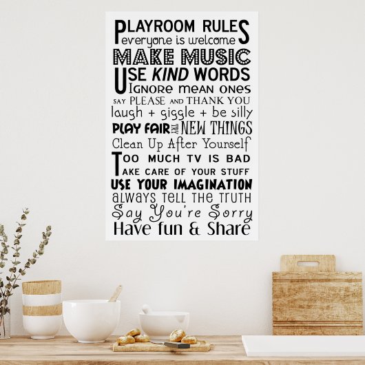 Afspeelkamerregels Poster (Keuken)