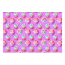 Afspeelkleurige Lila, blauwe en roze cupcake