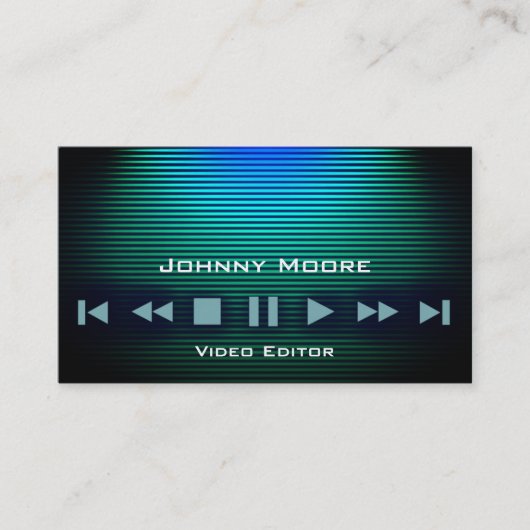 Afspeelknoppen, metalen strippen visitekaartje (Voorkant)