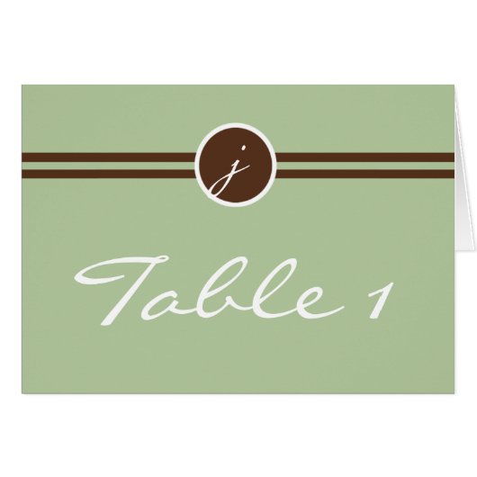 Afspeelmonogram in Sage Green Table Number (Voorkant Horizontaal)