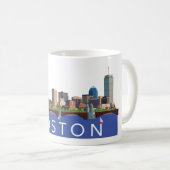 Afspeelse en unieke illustratie Boston Skyline Koffiemok (Voorkant rechts)