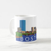 Afspeelse en unieke illustratie Boston Skyline Koffiemok (Voorkant links)