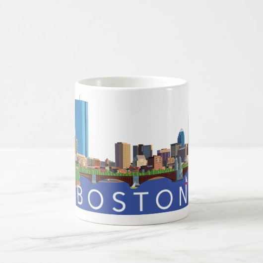 Afspeelse en unieke illustratie Boston Skyline Koffiemok (Center)