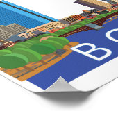 Afspeelse en unieke illustratie Boston Skyline Poster (Hoek)