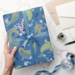Afspeelzegels Marien Blauw-omslagpapier Cadeaupapier